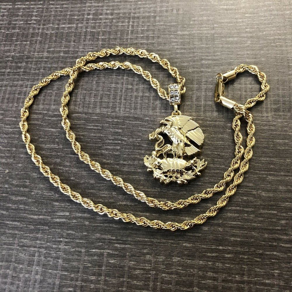 Men’s Gold 24" Chain Eagle and Snake Pendant